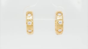 Demi Fine 1/5 ct. tw. Diamond Star Hoop Earrings in 10K Yellow Gold front view
