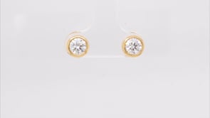 Adamante 1 ct. tw. Lab-Grown Round Brilliant Diamond Bezel Set Solitaire Earrings in 14K Yellow Gold front view
