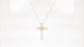Infinite Love 3/4 ct. tw. Lab-Grown Diamond Infinity Cross Pendant in 10K White & Yellow Gold front view