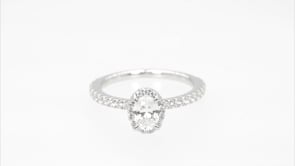 Premier Natural 7/8 ct. tw. Oval Diamond Halo Engagement Ring in 14K White Gold side profile