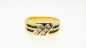 Men's 1/2 ct. tw. Mocha & Treated Black Diamond Ring in 10K Yellow Gold close-up detail