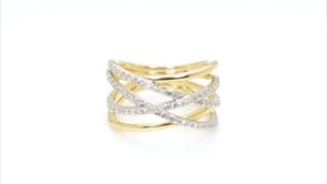 Demi Fine 3/8 ct. tw. Diamond Crossover Ring in 10K Yellow & White Gold close-up detail