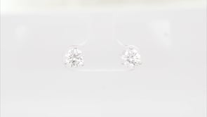 Adamante 1-1/2 ct. tw. Lab-Grown Round Brilliant Diamond Solitaire Earrings in 14K White Gold close-up detail