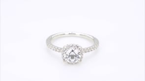 Canadian Rocks 7/8 ct. tw. Round Brilliant Diamond Halo Engagement Ring in 14K White Gold close-up detail
