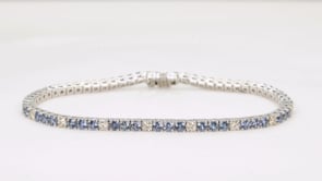 Yogo Sapphire & 1-1/4 ct. tw. Diamond 7.25-inch Tennis Bracelet in 14K White Gold front view