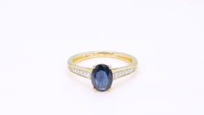 Oval Sapphire & Diamond Accent Ring in 10K Yellow Gold side profile