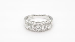 Adamante 1-1/2 ct. tw. Lab-Grown 5-Stone Diamond Halo Anniversary Ring in 14K White Gold clasp detail