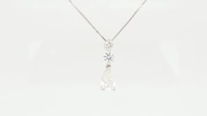 Adamante 3/4 ct. tw. Lab-Grown Pear & Round 3-Stone Diamond Drop Pendant in 14K White Gold front view