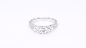Adamante 1-1/2 ct. tw. Lab-Grown Round Brilliant 3-Stone Diamond Anniversary Ring in 14K White Gold close-up detail