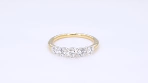 Adamante 1 ct. tw. Lab-Grown Round Brilliant 5 Stone Diamond Graduated Anniversary Ring in 14K Yellow & White close-up detail