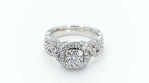 Fairytale Diamonds 7/8 ct. tw Diamond Cluster Halo Wedding Set in 10K White Gold side profile