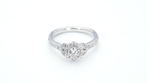 Natural 5/8 ct. tw. Diamond Starburst Halo Engagement Ring in 14K White Gold close-up detail
