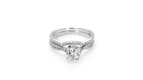 Natural 1-3/8 ct. tw. Round Brilliant Diamond Twist Wedding Set in 14K White Gold side profile