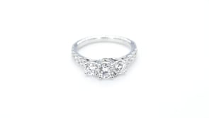Adamante 1-1/2 ct. tw. Lab-Grown Round Brilliant 3-Stone Diamond Engagement Ring in 14K White Gold close-up detail