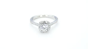 Adamante 1-1/10 ct. tw. Lab-Grown Round Brilliant Diamond Halo Engagement Ring in 14K White Gold close-up detail