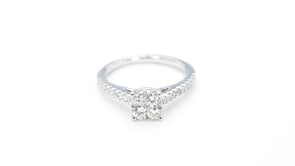Fairytale Diamonds 3/4 ct. tw. Cushion Composite Engagement Ring in 10K White Gold close-up detail