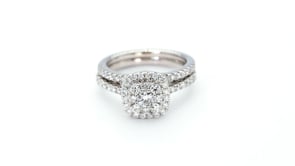 Adamante 1 ct. tw. Round Cluster Lab-Grown Diamond Wedding Set with Halo in 10K White Gold side profile