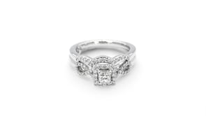 True Promise 3/4 ct. tw. Princess Cut Diamond Halo Twist Wedding Set in 10K White & Pink Gold full view