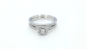 True Promise 1/4 ct. tw. Vintage Halo Diamond Wedding Set in 10K White Gold full view