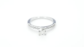 Brilliantly Yours 9/10 ct. tw. Cushion Cut Diamond Engagement Ring with Diamond Band in 14K White Gold close-up detail