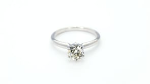 1 ct. tw. A Quality Round Brilliant Diamond Solitaire Engagement Ring in 14K White Gold front view