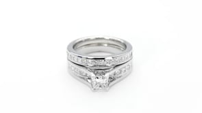 Natural 1-1/2 ct. tw. Princess Cut Diamond Wedding Set in 14K White Gold side profile