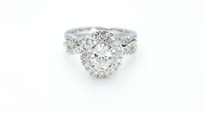 Amaura Collection 1-7/8 ct. tw. Oval Double-Halo Diamond Wedding Set in 14K White Gold angled view