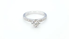 Brilliantly Yours 1-3/8 ct. tw. Round Brilliant Diamond Engagement Ring with Diamond Band in 14K White Gold front view (2)