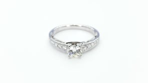 Brilliantly Yours 1-1/20 ct. tw. Round Brilliant Diamond Milgrain Engagement Ring in 14K White Gold front view