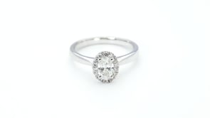 Amaura Collection 1/2 ct. Classic Oval Diamond Engagement Ring with 1/5 ct. Diamond Halo in 14K White Gold front view