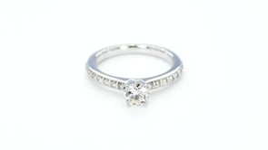 Brilliantly Yours 7/8 ct. tw. Round Brilliant Diamond Engagement Ring with Diamond Band in 14K White Gold front view