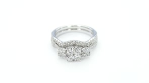 Fairytale Diamonds 1-1/4 ct. tw. 3-Stone Cushion Composite Wedding Set in 10K White Gold close-up detail