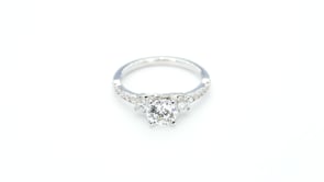 Noventa Elite 1-1/2 ct. tw. 3-Stone Round Diamond Engagement Ring in 14K White Gold close-up detail