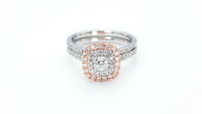 Amaura Collection 7/8 ct. tw. Cushion Cut Double Halo Diamond Wedding Set in 14K Two-Tone Gold clasp detail