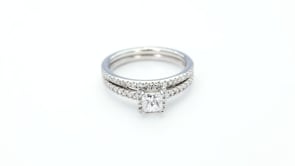 Noventa 7/8 ct. tw. Princess Cut Diamond Halo Wedding Set in 14K White Gold full view