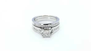 Fairytale Diamonds 1 ct. tw Quad Diamond Wedding Set with Open Channel-Set Diamond Band in 10K White Gold close-up detail