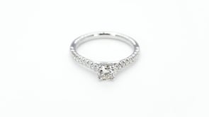 Brilliantly Yours 3/4 ct. tw. Round Brilliant Engagement Ring with Diamond Band in 14K White Gold front view