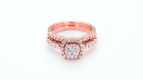 Fairytale Diamonds 1 ct. tw Round Diamond Cluster Halo Wedding Set in 14K Pink Gold close-up detail