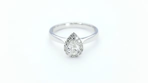 Amaura 3/4 ct. tw. Pear Diamond Halo Engagement Ring in 14K White Gold close-up detail