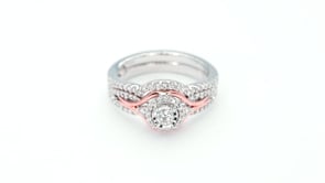 True Promise 3/8 ct. tw. Round Brilliant Diamond Halo Wedding Set in 10K White & Pink Gold side profile