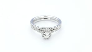 Amaura Collection 5/8 ct. tw. Oval Diamond Halo Wedding Set in 14K White Gold front view