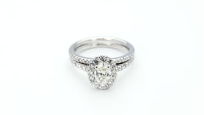 Natural 1-5/8 ct. tw. Oval Diamond Halo Wedding Set in 14K White Gold full view