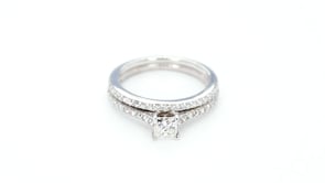 Noventa 1 ct. tw. Classic Princess Cut Diamond Wedding Set in 14K White Gold side profile
