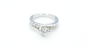 Natural 1-1/2 ct. tw. Round Brilliant Diamond Engagement Ring in 14K White Gold close-up detail