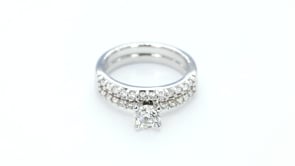 Natural 1-1/4 ct. tw. Round Brilliant Diamond Wedding Set in 14K White Gold front view