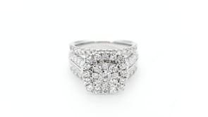 Fairytale Diamonds 2 ct. tw. Cushion Cut Cluster Halo Diamond Engagement Ring with Split Shank Accented Band close-up detail