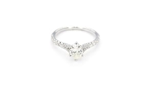 Brilliantly Yours 1 ct. tw. Oval Diamond 6-Prong Split Shank Engagement Ring in 14K White Gold close-up detail