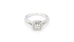 Brilliantly Yours 1-1/4 ct. tw. Princess Cut Diamond Engagement Ring with Diamond Halo & Split-Shank Band in 14K front view