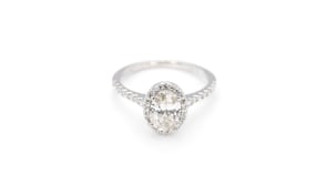 Amaura 1-1/4 ct. tw. Oval Diamond Halo Engagement Ring in 14K White Gold front view