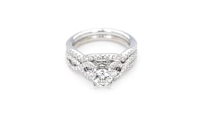 Noventa 1-1/4 ct. tw Round Diamond Wedding Set with Infinity Inspired Band in 14K White Gold full view